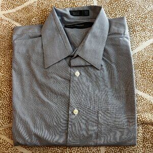 Perry Ellis Portfolio Men's Blue Pinstripe Wrinkle-Free Button Down Shirt Size L